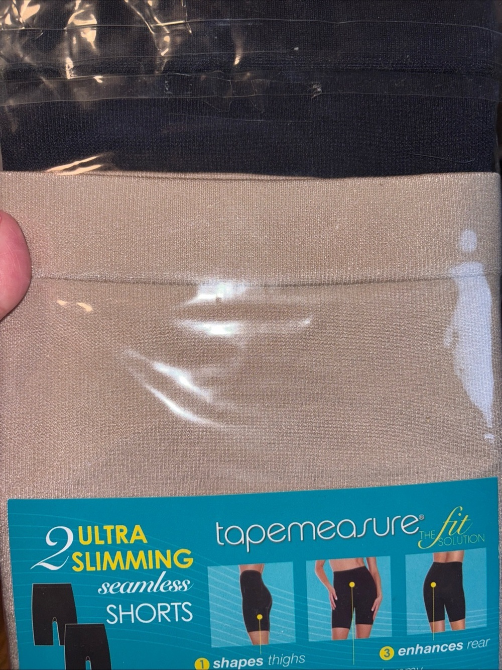 Tapemeasure Tummy Control Seamless Shorts Pk of 2 in Black & Buff Women's XXL N - Picture 7 of 10